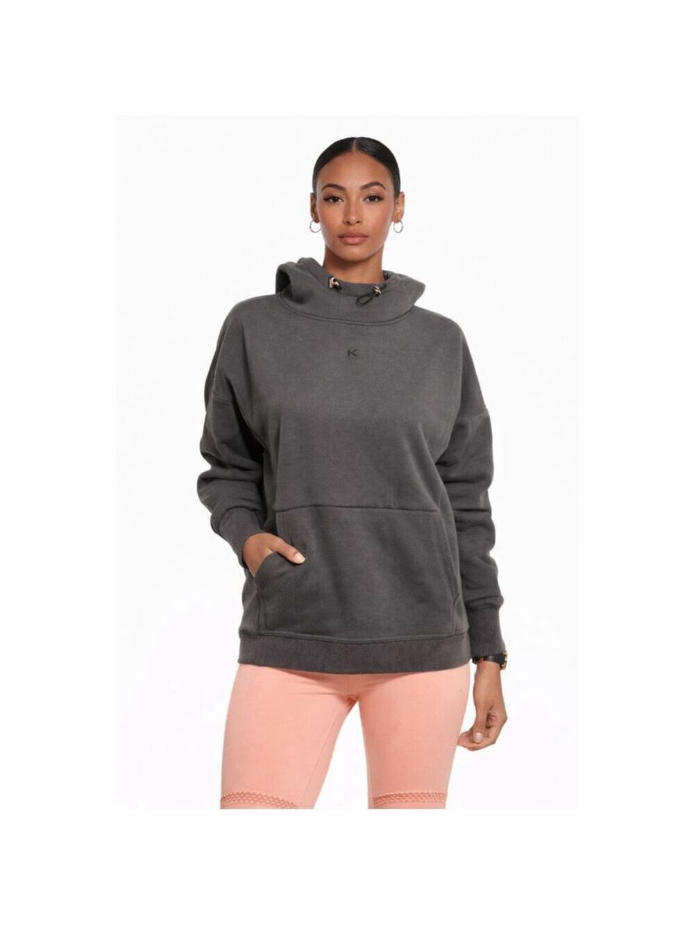 Koral Side Zip Funnel Neck Hoodie Charcoal Fleece NWT Medium Athleisure